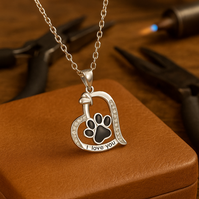 Pawprint Hjerte Halskæde