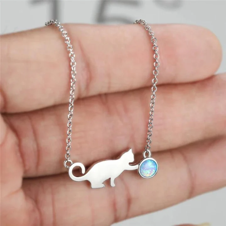 Vintage Kitty Charm Necklace