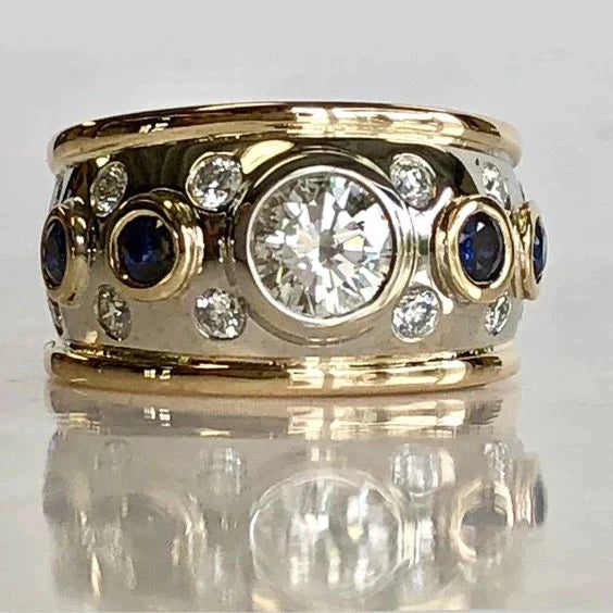 Vintage gylden indlagt zirkonia ring