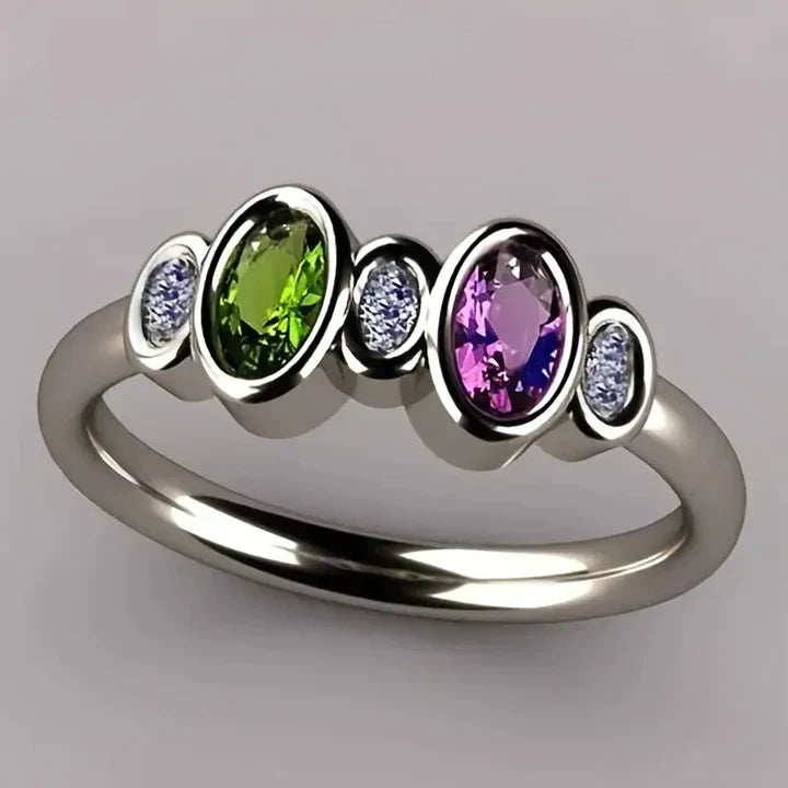 Lilla Oliven Indlagt Vintage Ring
