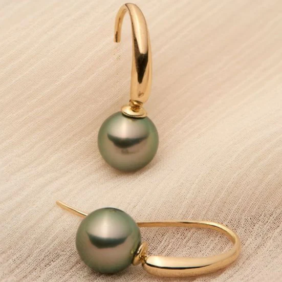 Elegant Oliven Perle Øreringe