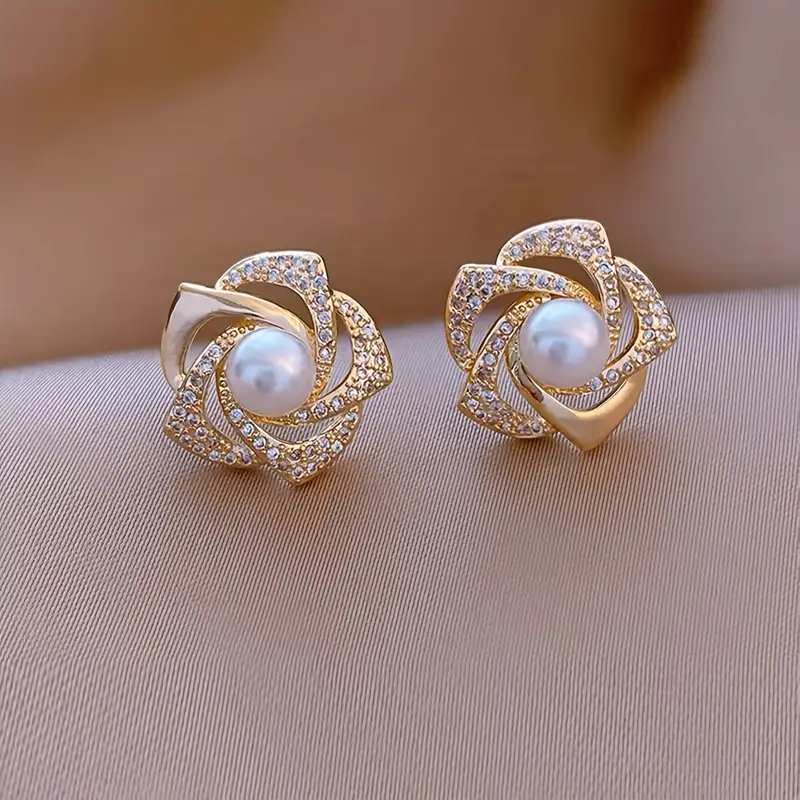 Elegant Lys Spiral Perle Øreringe