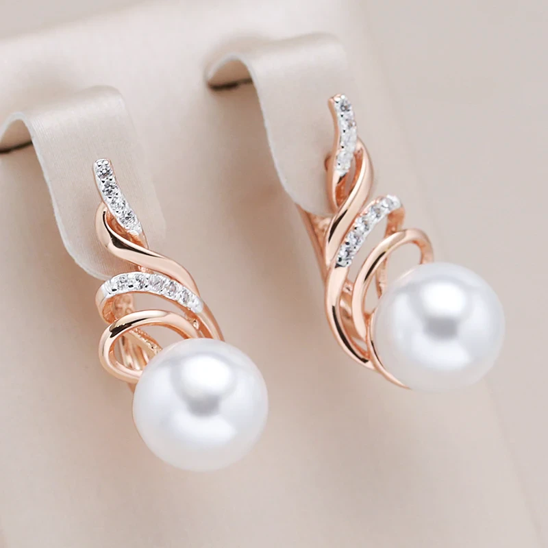Elegant Lys Spiral Perle Øreringe