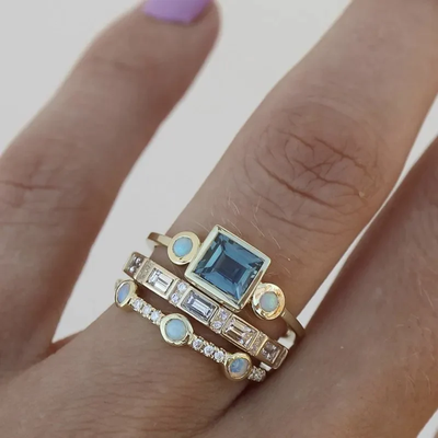 Ocean - Vintage Krystal Ring Sæt