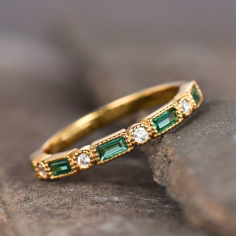 Alex - Grøn Indlæg-Zirkonia Guld Ring