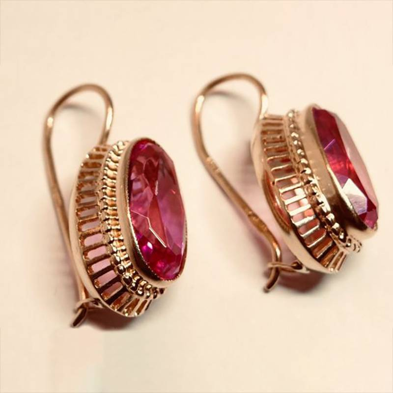 Vintage Pink Crystal Rose Øreringe