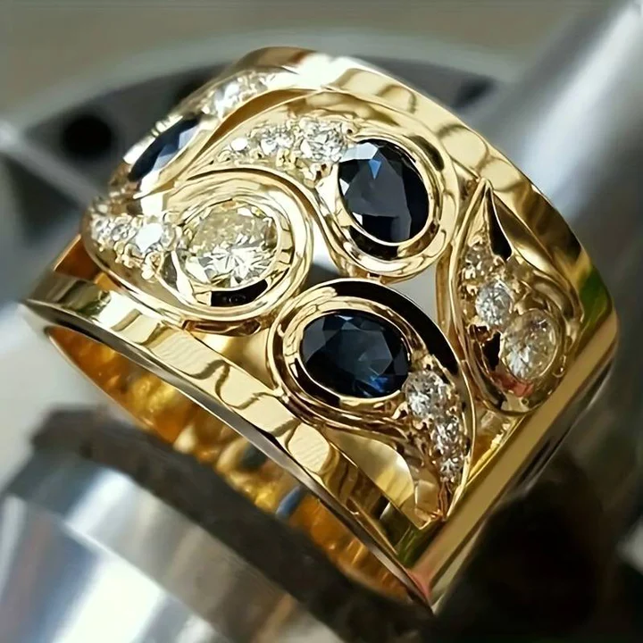 Radiance - Vintage Blå Krystal Ring
