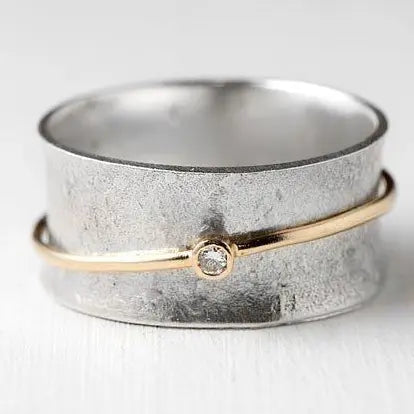 Vintage Golden Line Zirconia Sølvring