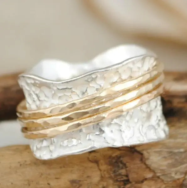 Vintage Spinner Tynd Guld & Sølv Ring