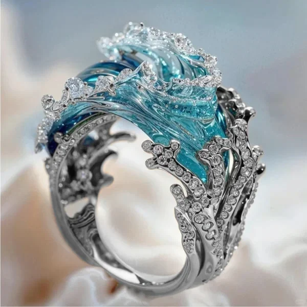 Perle | Oceanring med Bølge-Design