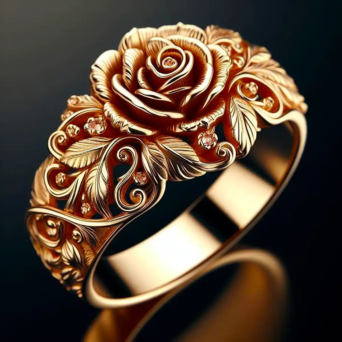 Gylden Blomster Ring