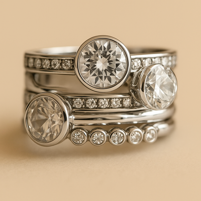 Elegant Sølv & Krystal Lagdelt Ring
