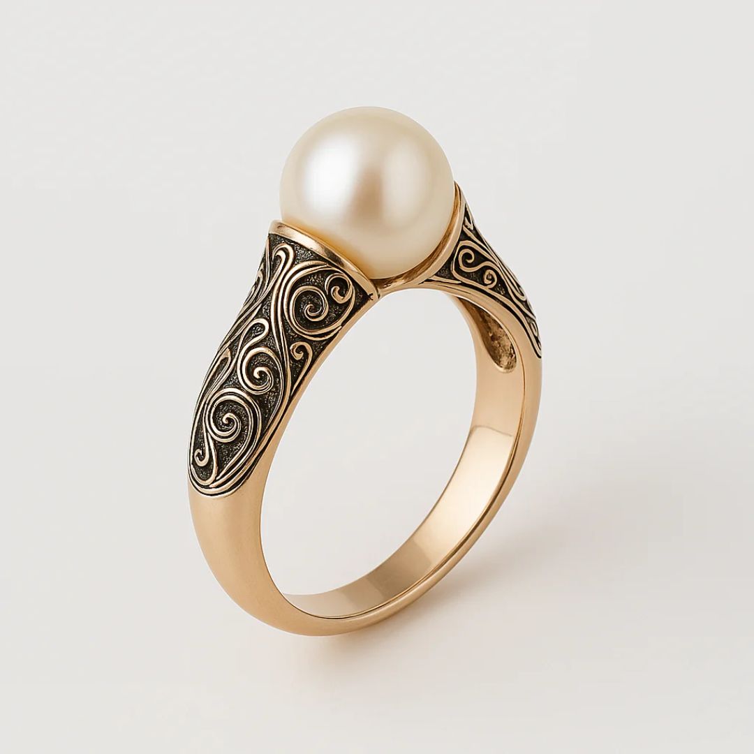 Elegant vintage ring i naturlig perle