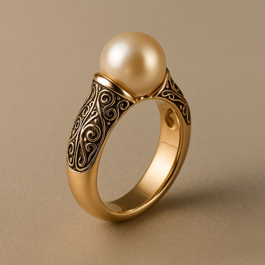 Elegant vintage ring i naturlig perle