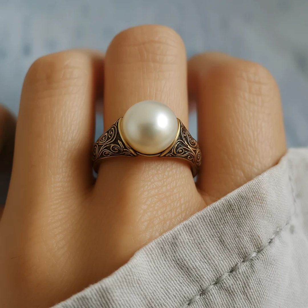 Elegant vintage ring i naturlig perle
