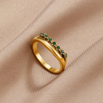 Mary - Smaragdgrøn, lagdelt ring