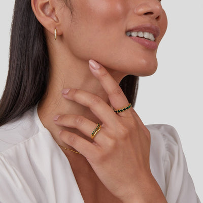 Mary - Smaragdgrøn, lagdelt ring