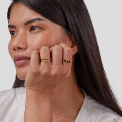 Mary - Smaragdgrøn, lagdelt ring