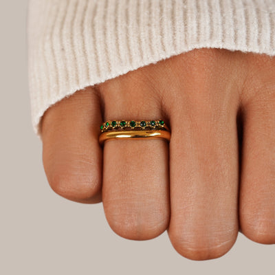 Mary - Smaragdgrøn, lagdelt ring