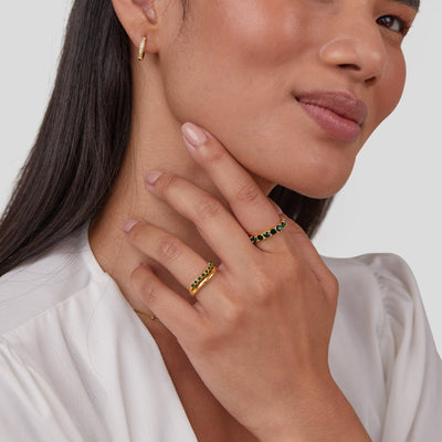 Mary - Smaragdgrøn, lagdelt ring