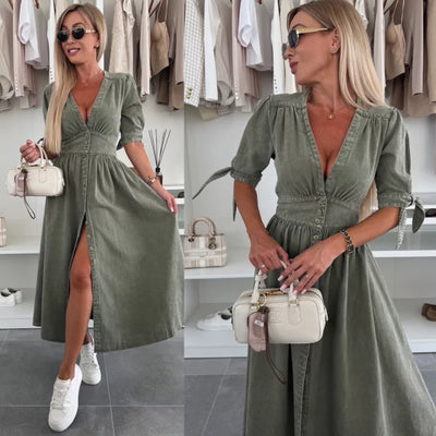 Helga™ | Glowing Denim Dress