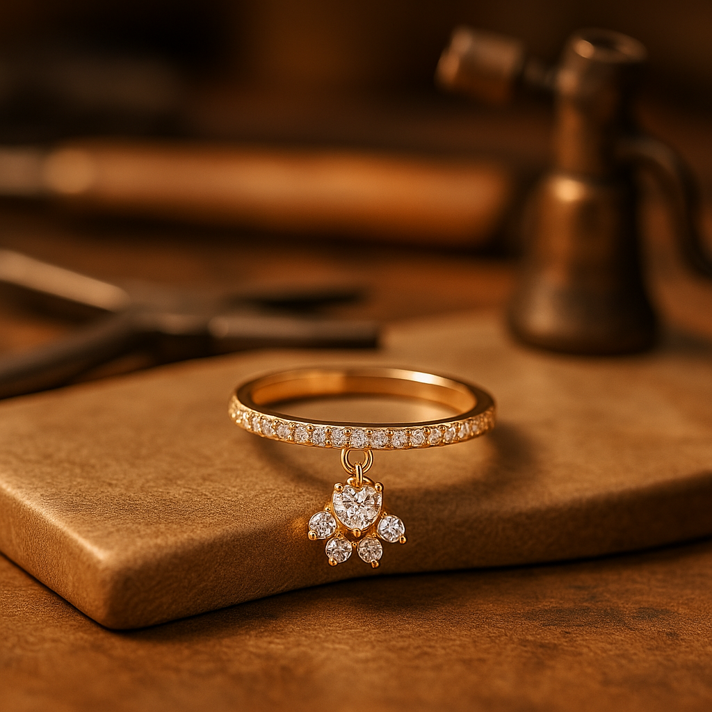 Hjerte Pote Vintage Ring – Guld & Sølv Tone