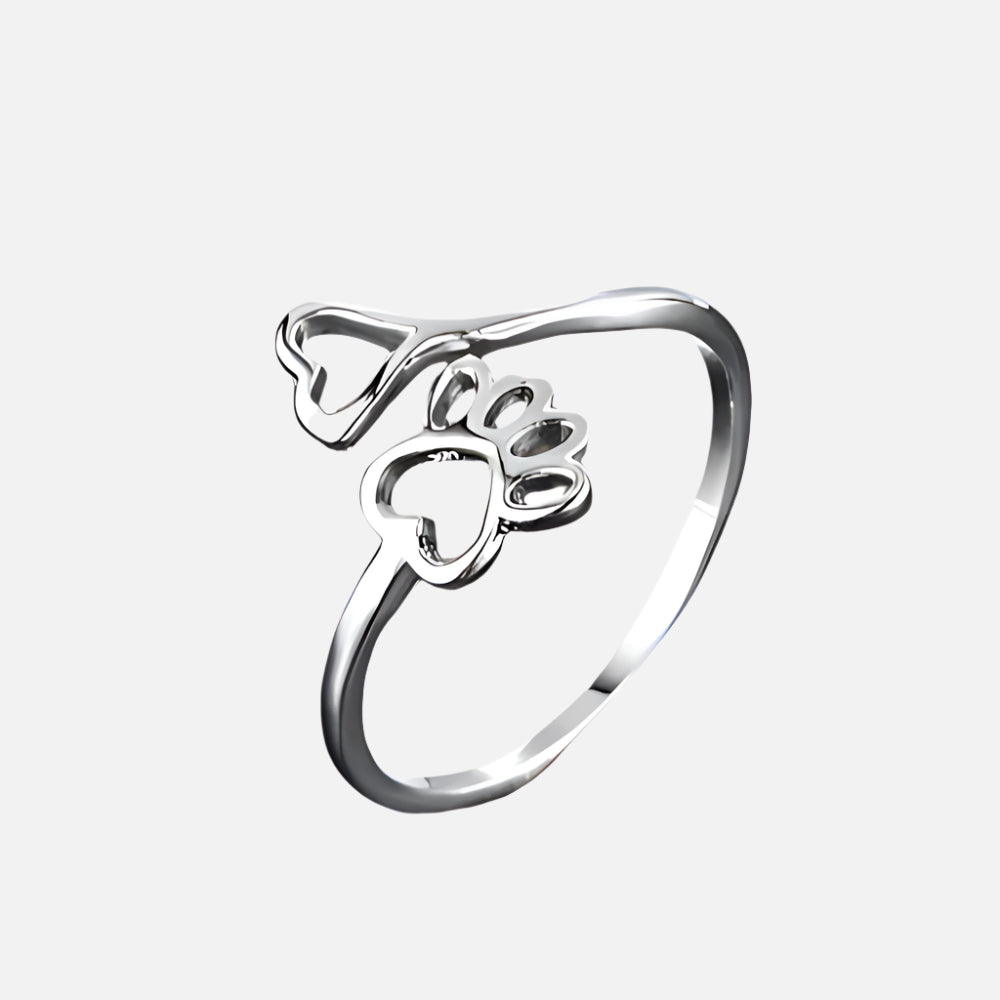 Hjerte & Pote Justerbar Ring