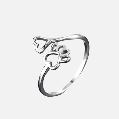 Hjerte & Pote Justerbar Ring