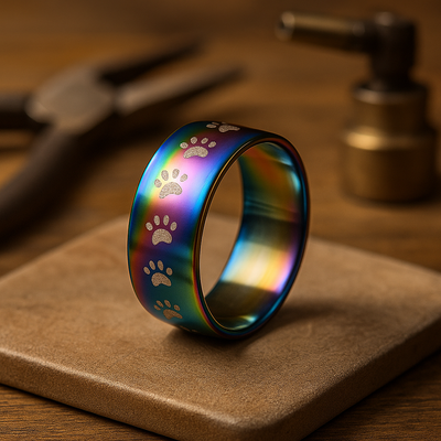 Regnbue Poteaftryk Ring – Håndlavet Charme
