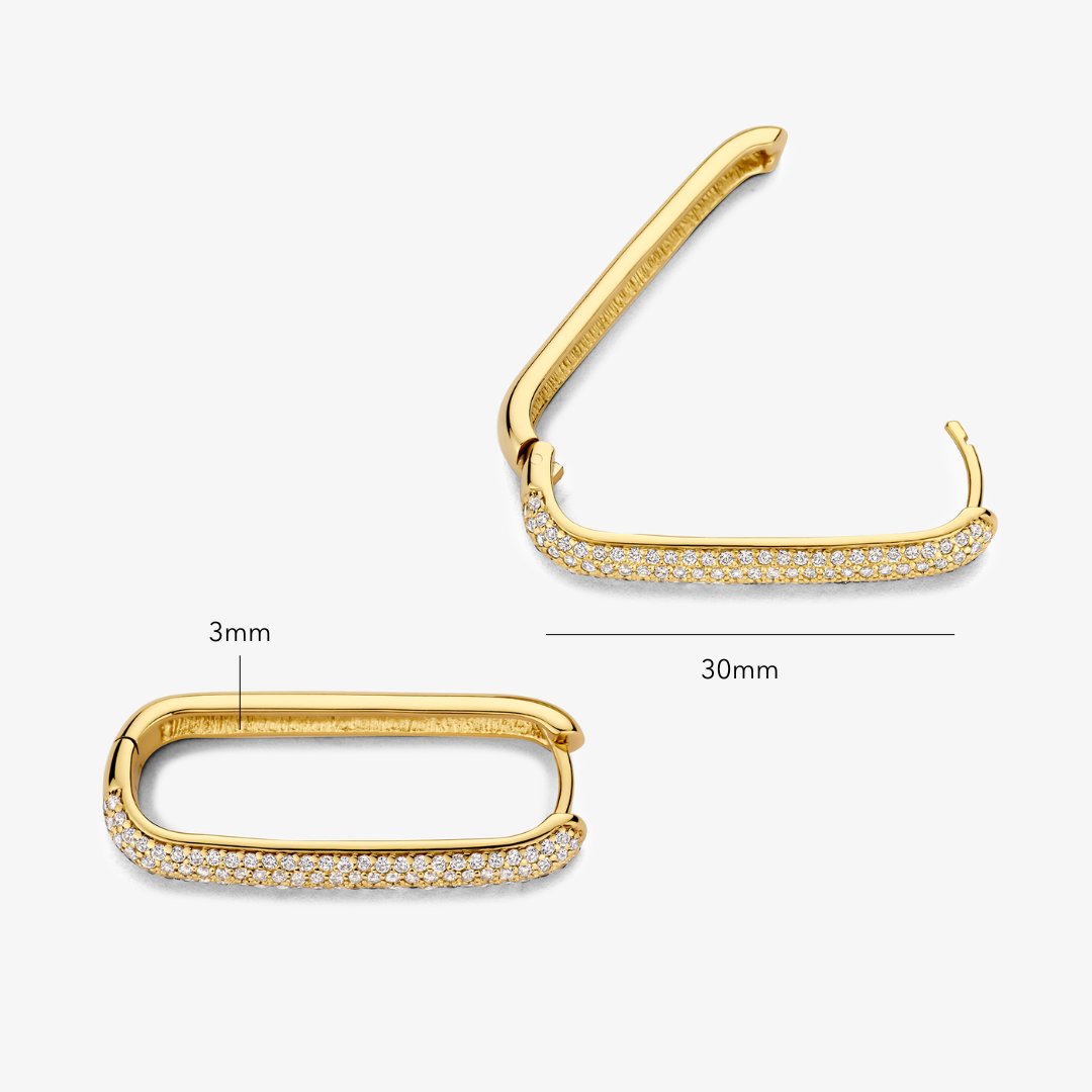 Store Pavé Creoler i Guld
