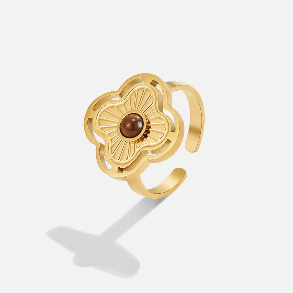 Tiger Eye Lykke Blomster Ring