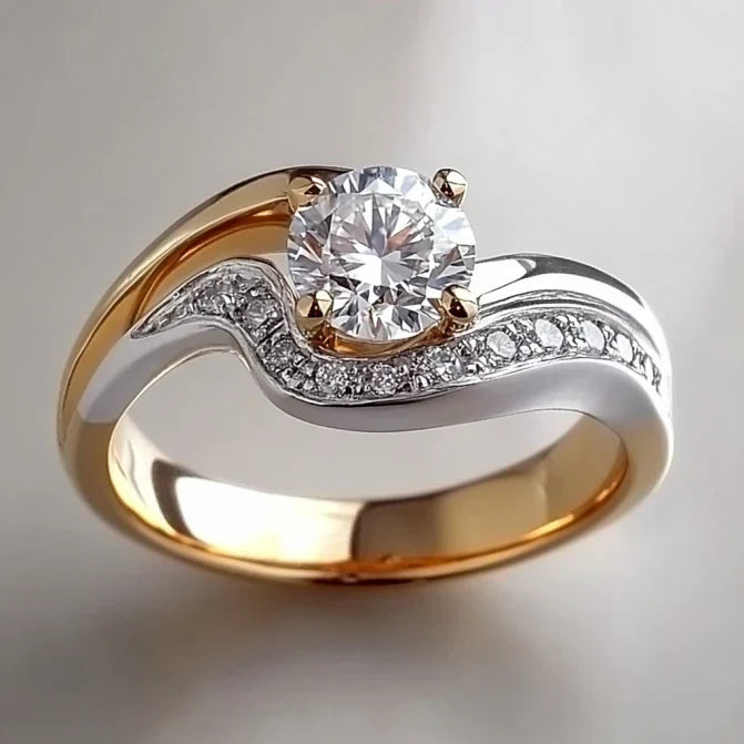 Bølgende Elegance Guld & Sølv Ring